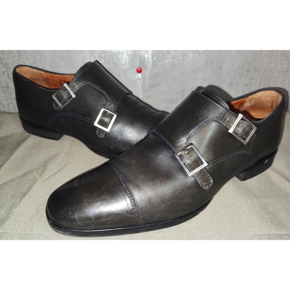 Wolf & Shepherd Black Monkstrap Captoe Dress Shoes Sz 9
